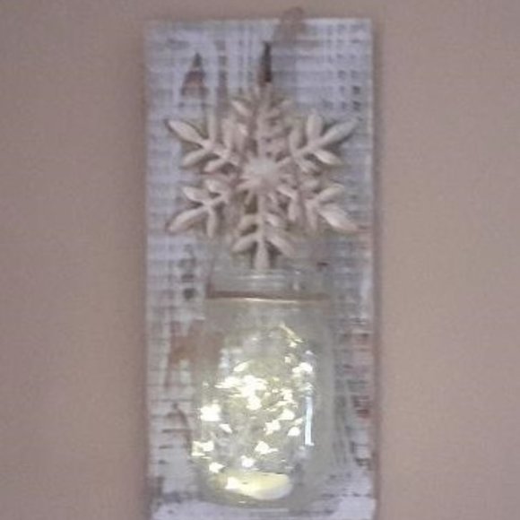 Snowflake Mason Jar Sconce - Picture 4 of 4